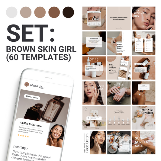 (60 Templates) BROWN SKIN GIRL SET Editable Canva Templates, Mood and Tone for Instagram Post